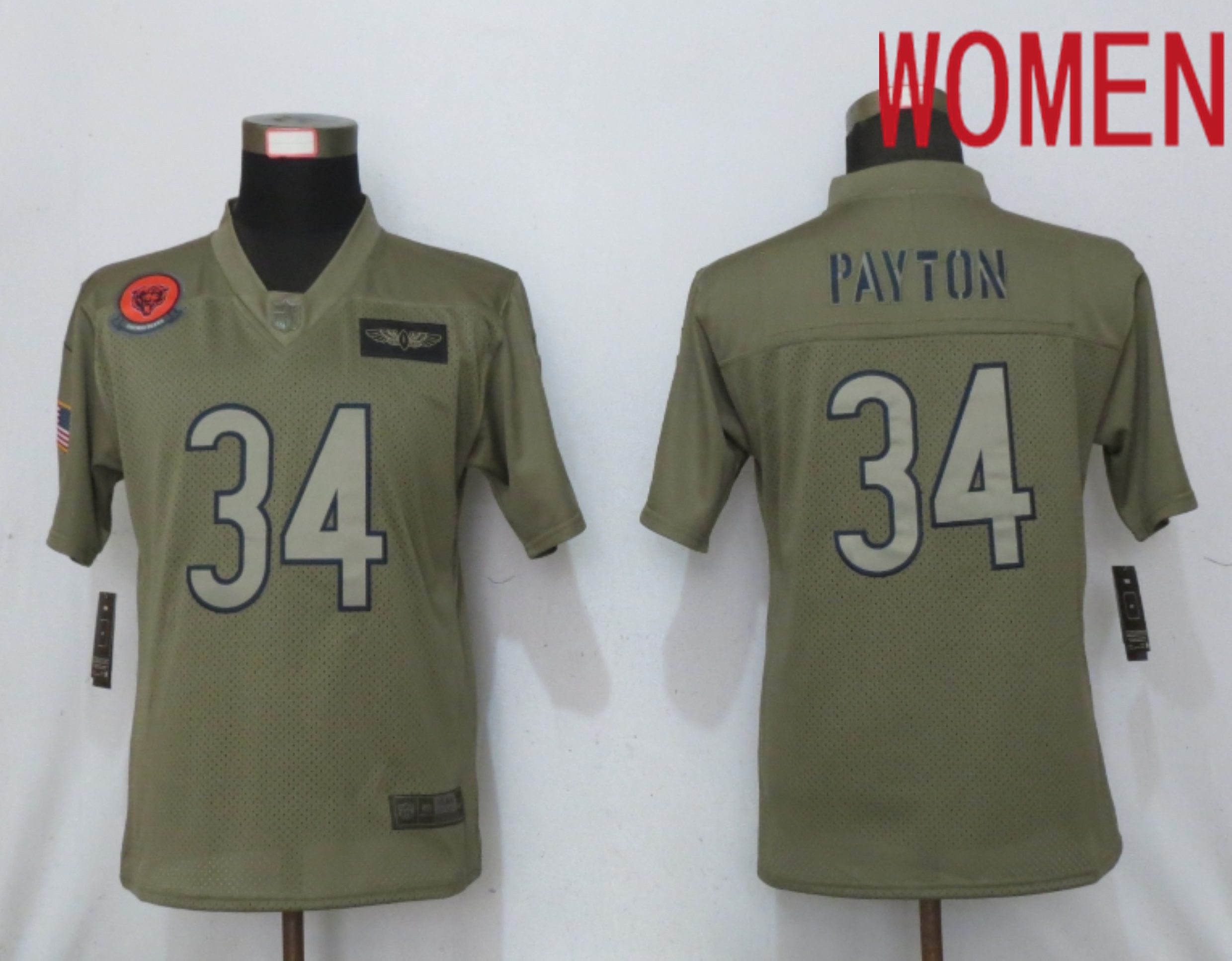 Women Chicago Bears #34 Payton Camo 2020 Salute to Service Elite Playe NFL Nike Jerseys->oakland raiders->NFL Jersey